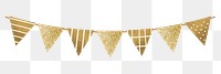 Gold party flags png decoration element, transparent background