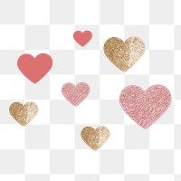 Png glitter hearts clipart, love sticker design