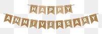 Png happy anniversary party sticker, gold design