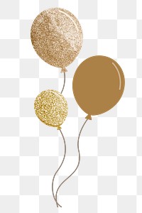 Gold balloons png decoration element, transparent background