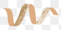 Gold glitter ribbon png decoration element, transparent background