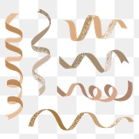 Glitter ribbons png decoration sticker set, transparent background