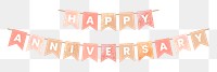 Png happy anniversary celebration banner sticker, pastel design