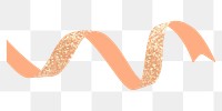 Orange glitter ribbon png decoration element, transparent background