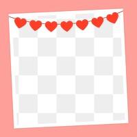 Png red hearts frame, celebration, transparent background