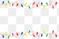 Colorful png Christmas lights frame, transparent background