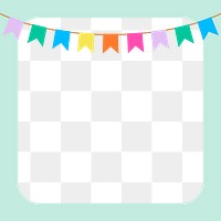 Colorful png party flag frame, transparent background