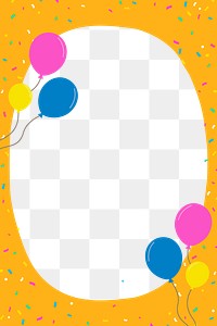 Balloons and confetti png frame, transparent background