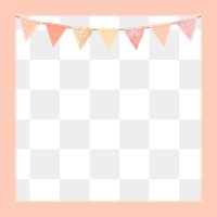 Png pastel party flag frame design, transparent background