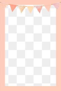 Png pastel party flag frame design, transparent background