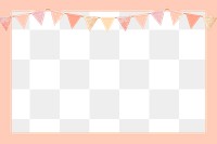 Png pastel party flag frame design, transparent background