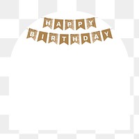 Png arched birthday banner frame design, transparent background