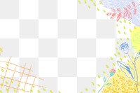 Kids doodle png border, colorful crayon design, transparent background