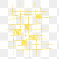 Png crayon grids kids sticker, yellow hand drawn doodle design, transparent background