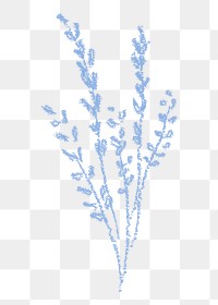 Png crayon flower kids sticker, blue hand drawn doodle design, transparent background