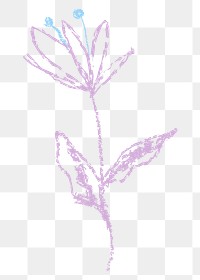 Floral line art png transparent background, pastel kids doodle design