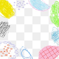 Colorful doodle png frame, crayon scribble design