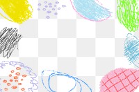 Colorful doodle png frame, crayon scribble design