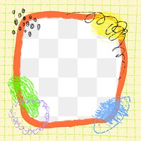 Png crayon doodle kids frame, pastel color scribble design