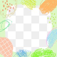 Colorful doodle png frame, crayon scribble design