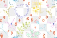 Pastel floral pattern png background, hand drawn doodle design