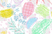 Colorful feminine pattern png background, crayon line art design