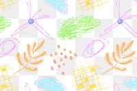 Pastel floral pattern png background, hand drawn doodle design