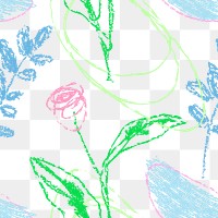 Floral line art png transparent background, pastel kids doodle design