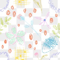 Seamless png crayon pattern background, colorful girly doodle design