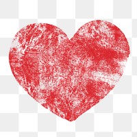 Grunge heart png sticker, red design on transparent background