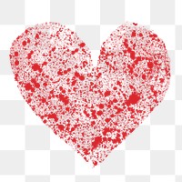 Grunge heart png sticker, red design on transparent background