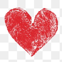 Distressed heart png sticker, red design on transparent background