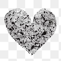 Grunge heart png sticker, black design on transparent background