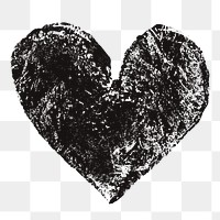 Distressed heart png sticker, black design on transparent background