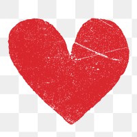 Chalk heart png sticker, red design on transparent background