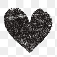 Chalk heart png sticker, black design on transparent background