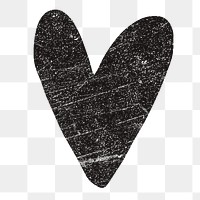 Distressed heart png sticker, black design on transparent background