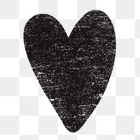 Chalk heart png sticker, black design on transparent background