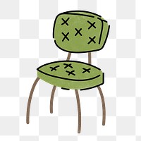 Green chair png sticker, furniture & home decor illustration, transparent background