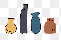 Vases png clipart, home decor illustration transparent background