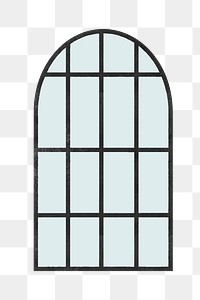 Arched window png sticker, home decor illustration, transparent background