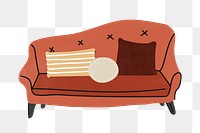 Red sofa png sticker, furniture & home decor illustration, transparent background