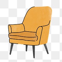 Retro armchair png sticker, furniture & home decor illustration, transparent background