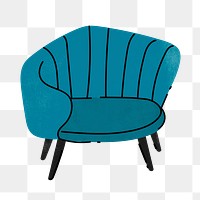 Blue chair png sticker, furniture & home decor illustration, transparent background