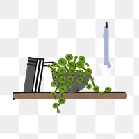 Plant on shelf png sticker, home decor illustration