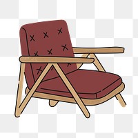 Retro armchair png sticker, furniture & home decor illustration, transparent background