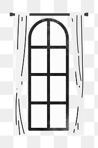 Arched window png sticker, home decor illustration, transparent background