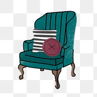 Armchair png sticker, furniture & home decor illustration, transparent background