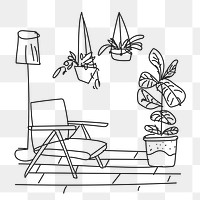 Room png doodle sketch, home interior illustration, transparent background