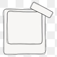Doodle instant png frame sticker, simple line art design on transparent background